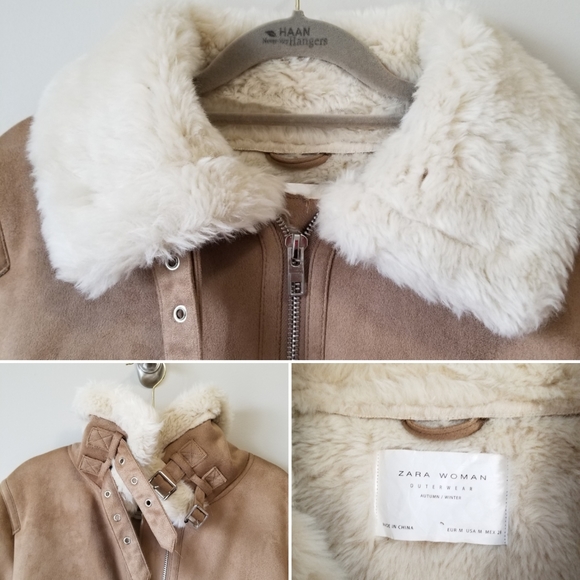 NWOT Zara Faux Suede Biker Jacket - Picture 9 of 16